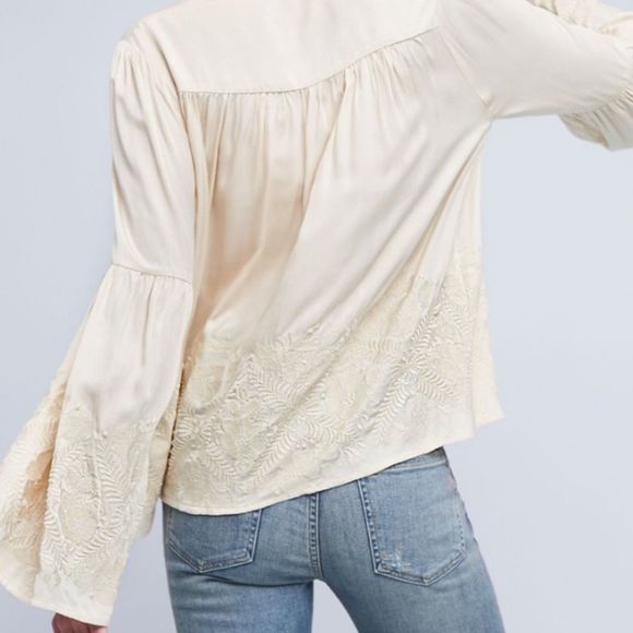 Embroidered Ivory Manor Blouse Eri + Ali NWT XS - Picture 8 of 16